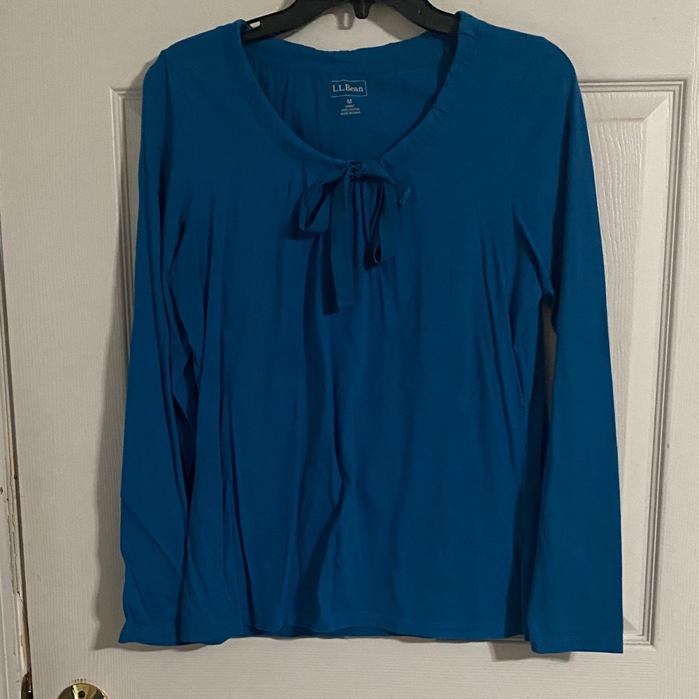 L.L. Bean Women's Royal Blue Long Sleeve Cotton Tee Top M Medium classic ll bean